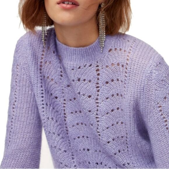 Aritzia Little Moon Purple Gardenia Pointelle Mohair Crewneck Sweater Size XXS - Picture 3 of 15